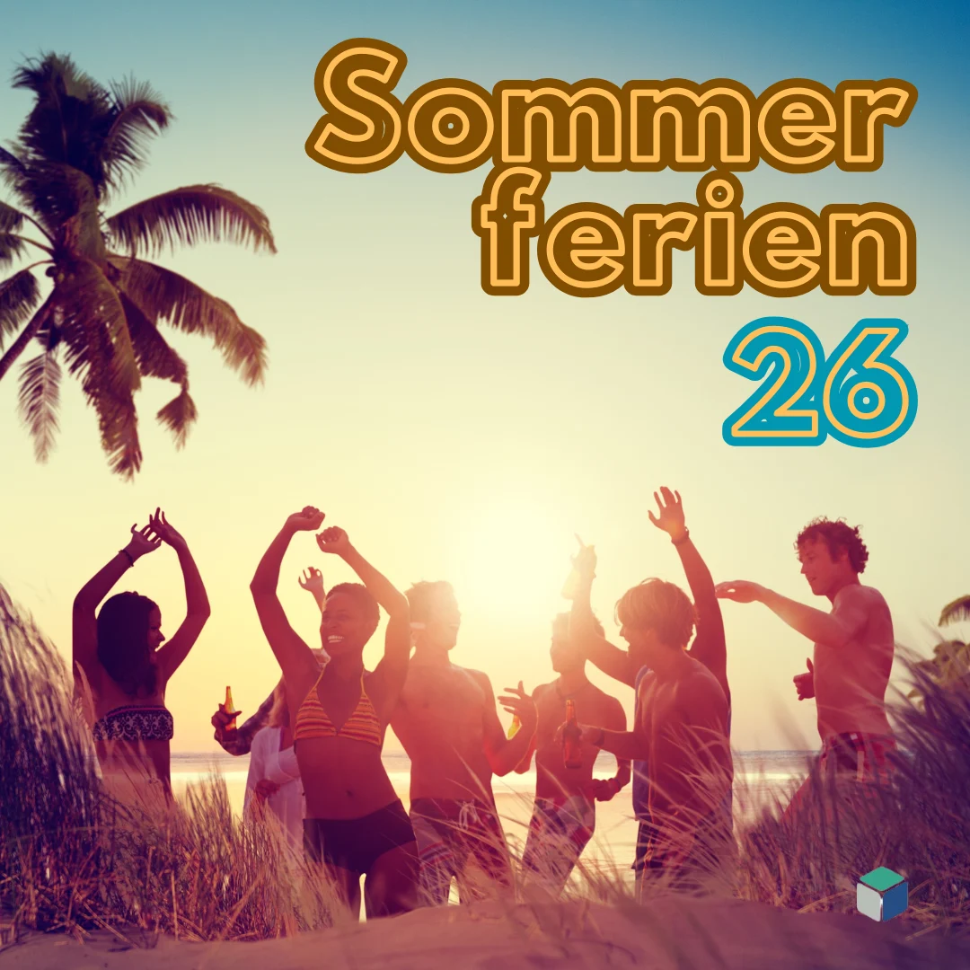 Sommerferien 2026 - Feiernde Menschen am Strand